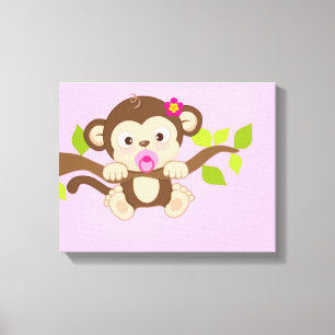 Niedlich Baby Girl Monkey Canvas Prints Leinwanddruck