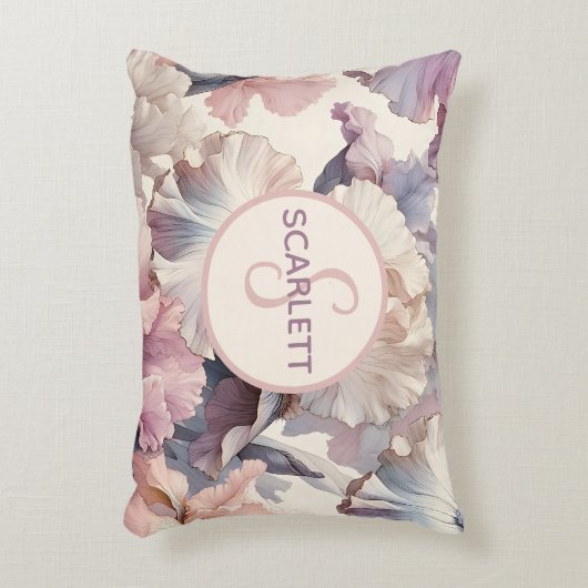 Niedlich Baby Girl Name Initial Monogram Floral Pi Dekokissen (Vorderseite(Vertikal))