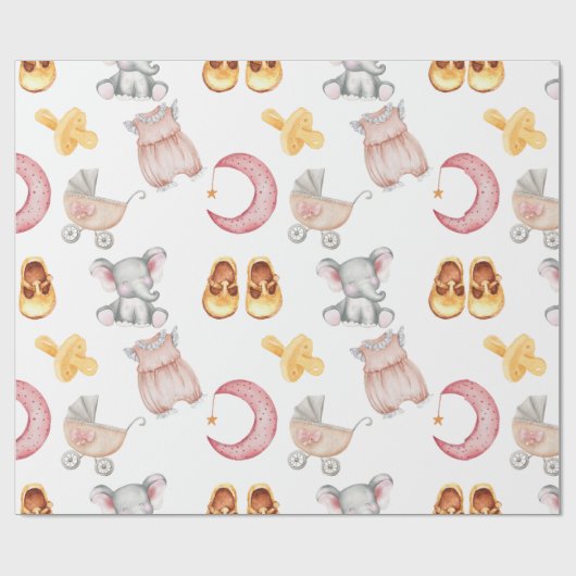 Niedlich Baby Girl Pastel Blush Boho Stroller Schn Geschenkpapier (Flach)