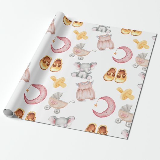 Niedlich Baby Girl Pastel Blush Boho Stroller Schn Geschenkpapier (Ungerollt)