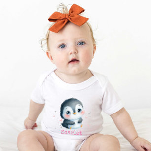 Niedlich Baby Girl Penguin Weihnachten Geburtstag Strampler