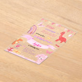 Niedlich Baby Girl Pink Dino Dinosaur Kindergeburt Acryleinladungen (Ablage )