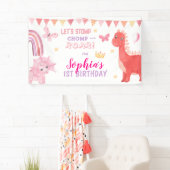 Niedlich Baby Girl Pink Dino Dinosaur Kindergeburt Banner (Insitu)