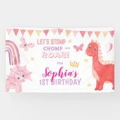 Niedlich Baby Girl Pink Dino Dinosaur Kindergeburt Banner (Horizontal)