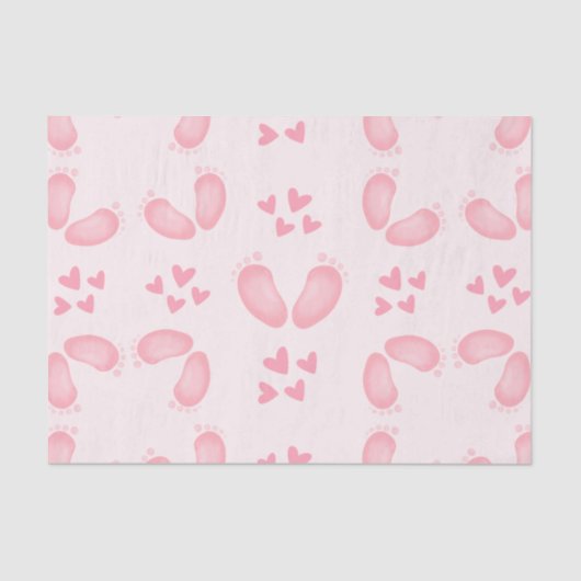 Niedlich Baby Girl Pink Feet and Hearts Baby Dusch Seidenpapier (Vorderseite)