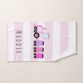 Niedlich Baby Girl Pink Lokomotive Train & Name Badhandtuch Set (Handtuch)