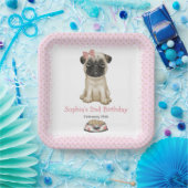 Niedlich Baby Girl Pink Mops Paper Teller (Party)