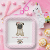 Niedlich Baby Girl Pink Mops Paper Teller (Party)