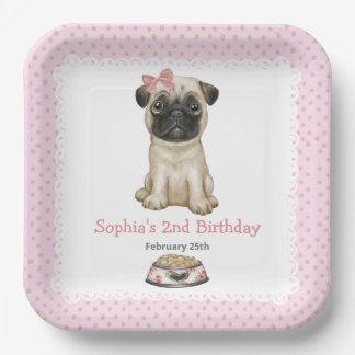 Niedlich Baby Girl Pink Mops Paper Teller