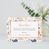 Niedlich Baby Girl Pink Pattern Baby Dusche Dankeskarte (Stehend Vorderseite)