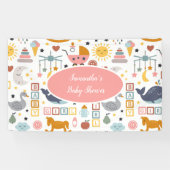Niedlich Baby Girl Pink Toy Pattern Kinderdusche Banner (Horizontal)
