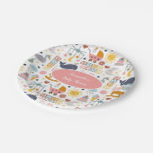 Niedlich Baby Girl Pink Toy Pattern Kinderdusche Pappteller (Schrägansicht)