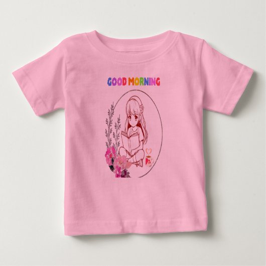 Niedlich Baby Girl Reading Book T - Shirt (Vorderseite)