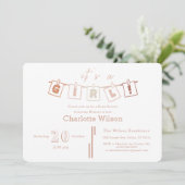 Niedlich Baby Girl Shower Brown Gingham Notedry Einladung (Stehend Vorderseite)