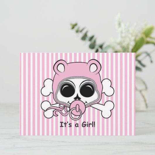 Niedlich Baby Girl Skull Ankündigung (Stehend Vorderseite)