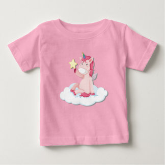 Niedlich Baby Girl Unicorn Pink Baby T-shirt
