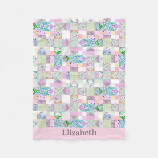 Niedlich Baby Girl Vintag Quilt Design Individuell Fleecedecke (Vorderseite)