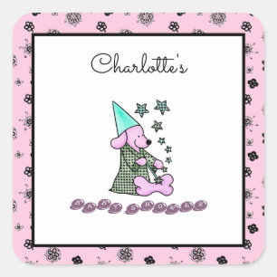 Niedlich Baby Girly Pink Elegant Funny Dog Quadratischer Aufkleber