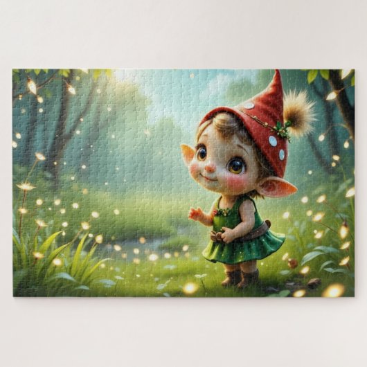 Niedlich Baby Gnome Chasing Fireflies Puzzle (Horizontal)