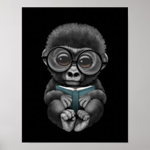 Niedlich Baby Gorilla Lesen eines Buches Poster