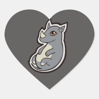 Niedlich Baby Gray Rhino Big Eyes Tinte Zeichnend  Herz-Aufkleber