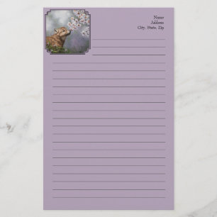 Niedlich Baby Gray Wolf Pup und Blume Briefpapier