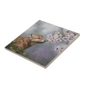 Niedlich Baby Gray Wolf Pup und Blume Fliese (Seite)