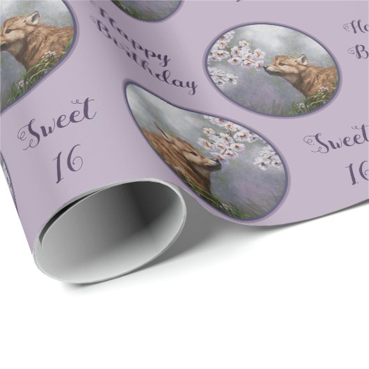 Niedlich Baby Gray Wolf Pup und Blume Geschenkpapier (Rolleneckpunkt)