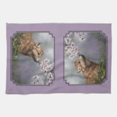 Niedlich Baby Gray Wolf Pup und Blume Geschirrtuch (Horizontal)