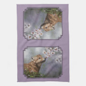 Niedlich Baby Gray Wolf Pup und Blume Geschirrtuch (Vertikal)