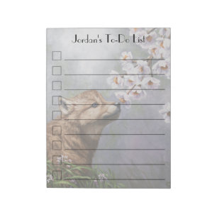 Niedlich Baby Gray Wolf Pup und Blume Notizblock