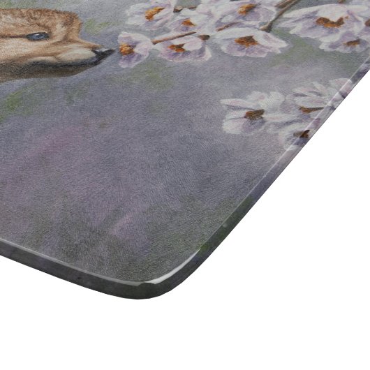 Niedlich Baby Gray Wolf Pup und Blume Schneidebrett (Ecke)