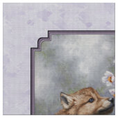 Niedlich Baby Gray Wolf Pup und Blume Stoff (Nahaufnahme)