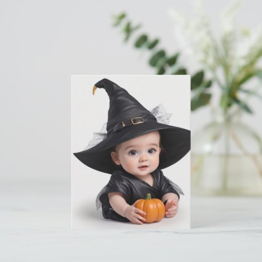 Niedlich Baby Hexe Feiertagskarte (Stehend Vorderseite)