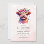 Niedlich Baby Highland Cow Baby Shower Einladung (Vorderseite)