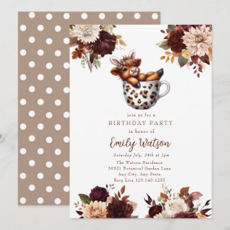Niedlich Baby Highland Cow | Birthday Tee Party Einladung
