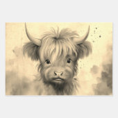 Niedlich Baby Highland Cow Valentine Hearts 2 Geschenkpapier Set (Vorderseite 2)