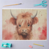 Niedlich Baby Highland Cow Valentine Hearts 2 Seidenpapier (Basteln)