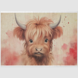 Niedlich Baby Highland Cow Valentine Hearts 2 Seidenpapier