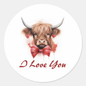 Niedlich Baby Highland Cow Valentine's Personalisi Runder Aufkleber (Vorderseite)