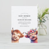 Niedlich Baby Highland Cows Kinderdusche Einladung (Stehend Vorderseite)