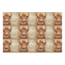 Niedlich Baby Highland Kuh Winter Weihnachten