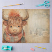 Niedlich Baby Highland Kuh Winter Weihnachten Seidenpapier (Basteln)