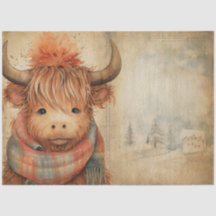 Niedlich Baby Highland Kuh Winter Weihnachten
