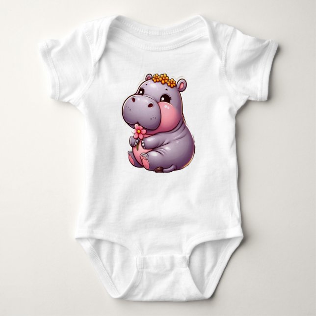 Niedlich Baby Hippo Baby Wear Baby Strampler (Vorderseite)