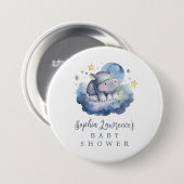 Niedlich Baby Hippo Babydusche Button (Vorne & Hinten)