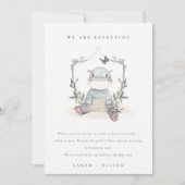 Niedlich Baby Hippo Foliage Balloon Kinderankündig Dankeskarte (Vorderseite)