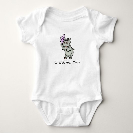 Niedlich Baby Hippo I Liebe Mimi Baby Strampler (Vorderseite)