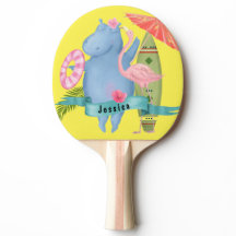 Niedlich Baby Hippo mit Flamingo Individuelle Name