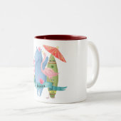 Niedlich Baby Hippo mit Flamingo Individuelle Name Zweifarbige Tasse (VorderseiteRechts)